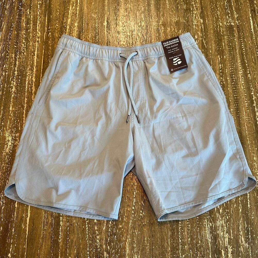 NWT Fair Harbor The Anchor Hybrid 8” Shorts Brief Lined Light Blue Mens Size M